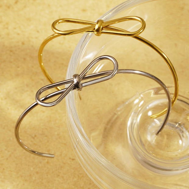 Bow Open Bangle Stainless Steel JLB1174