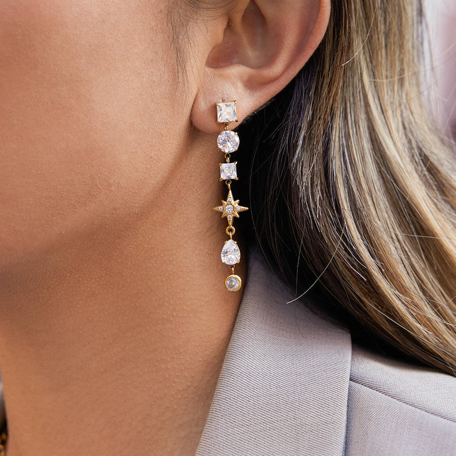 Stainless Zircon Earrings | Fringe Luxury | Hypoallergenic