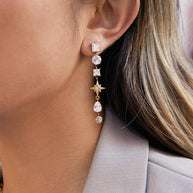 Stainless Zircon Earrings | Fringe Luxury | Hypoallergenic