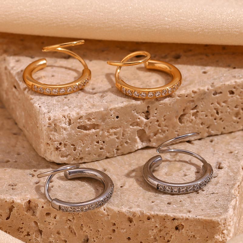 CZ Twisted Double Layer Earring