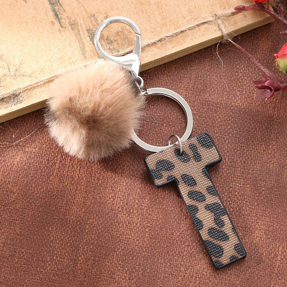 Leopard Letter Keychain | Leather Alphabet Charm | Western
