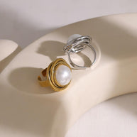 Pearl Ribbed Open Ring JSR020047