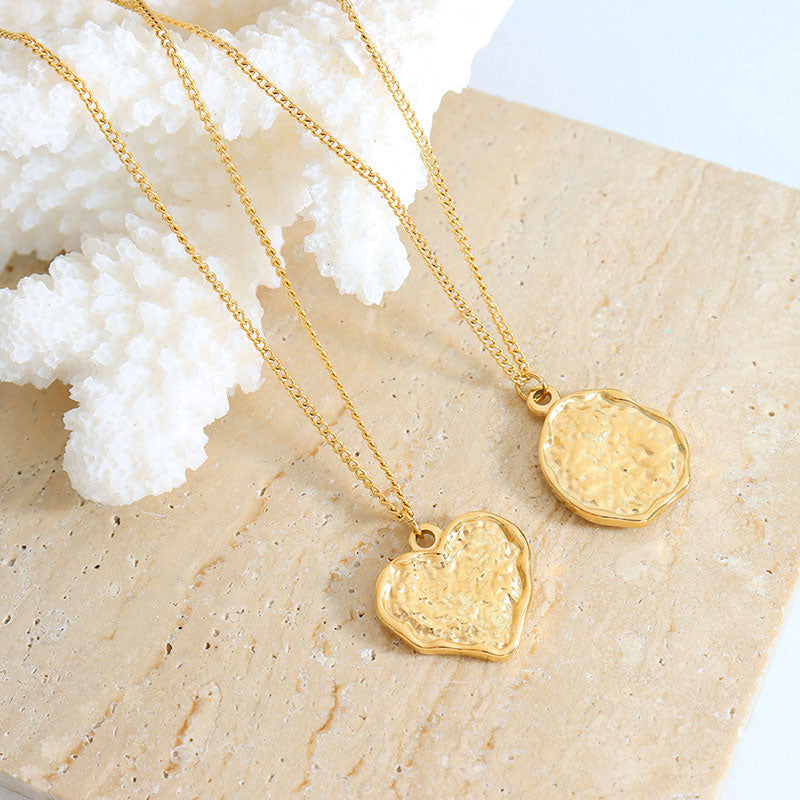 Textured Heart Pendant Necklace