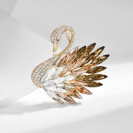 Crystal Swan Brooch | Luxury Blazer Pin | Women's Gift