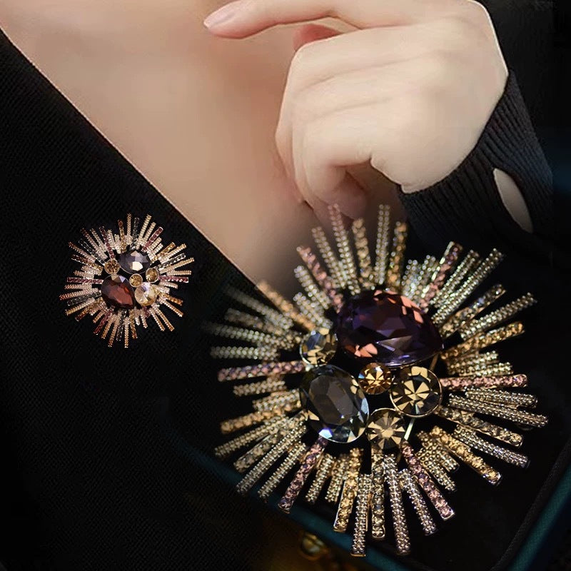Fireworks Brooch | Gemstone Sparkle Pin | Evening Party