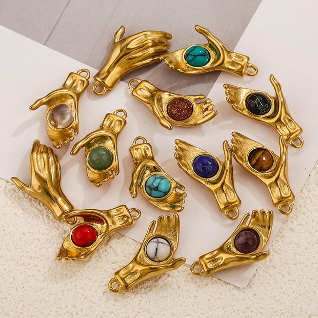 DIY Natural Stone Pendant Necklace Bracelet Charm JXCY2097