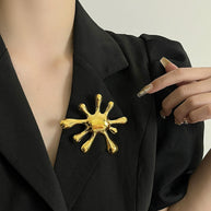 Firework Brooch | Polished Metal Statement Pin for Blazers