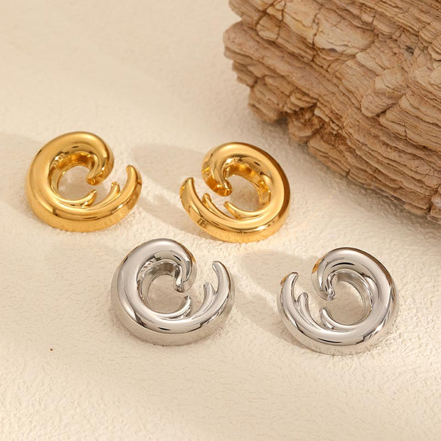 Ocean Wave Stud Earrings