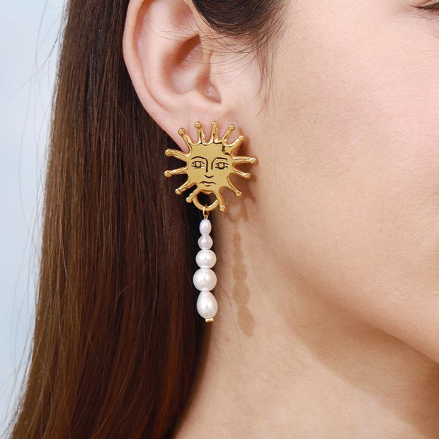 Sun Pearl Drop Earring