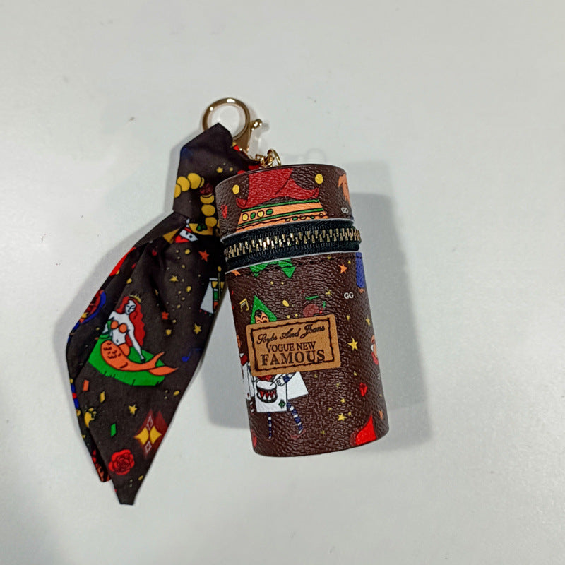 Lipstick Bag Keychain | Mini Cylinr Pouch | PVC Wallet