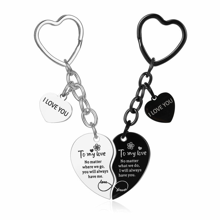Flower Puzzle Keychain | Heart Set | Engrave Steel Gift