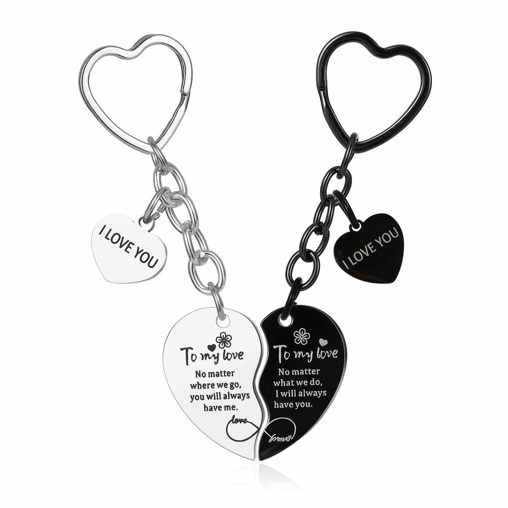 Flower Puzzle Keychain | Heart Set | Engrave Steel Gift