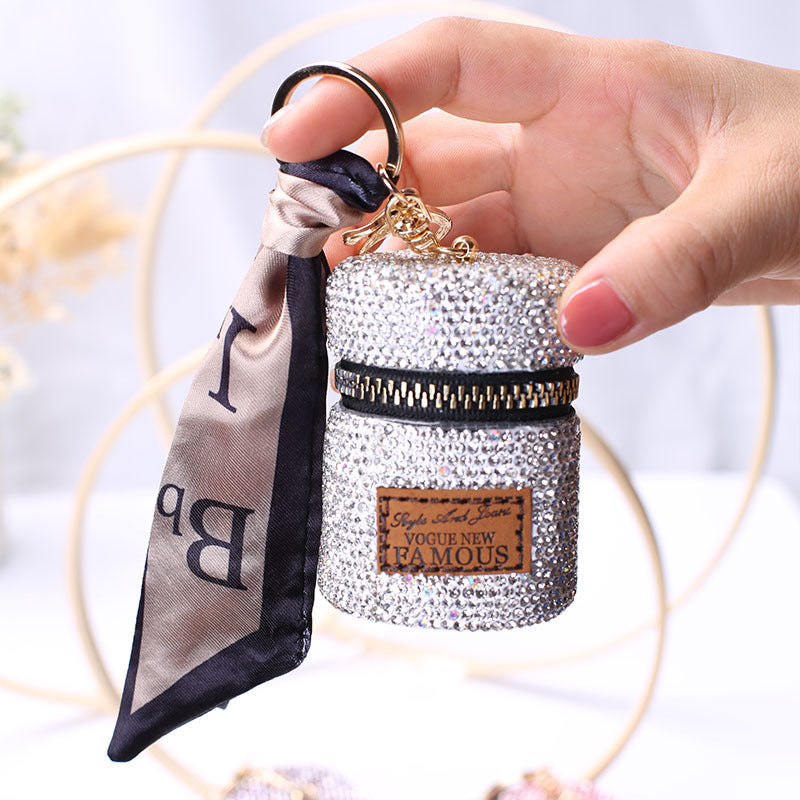 Rhinestones Headphone Pouch | Keychain Zero Bag | Luxury