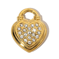 Heart Pendant | Rhinestones French Vintage Steel Charm