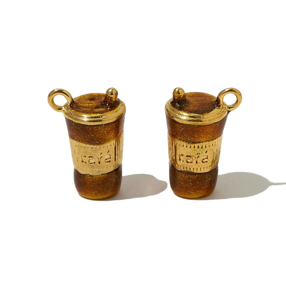 3D Coffee Cup Pendant | Large Butterfly Steel Charm