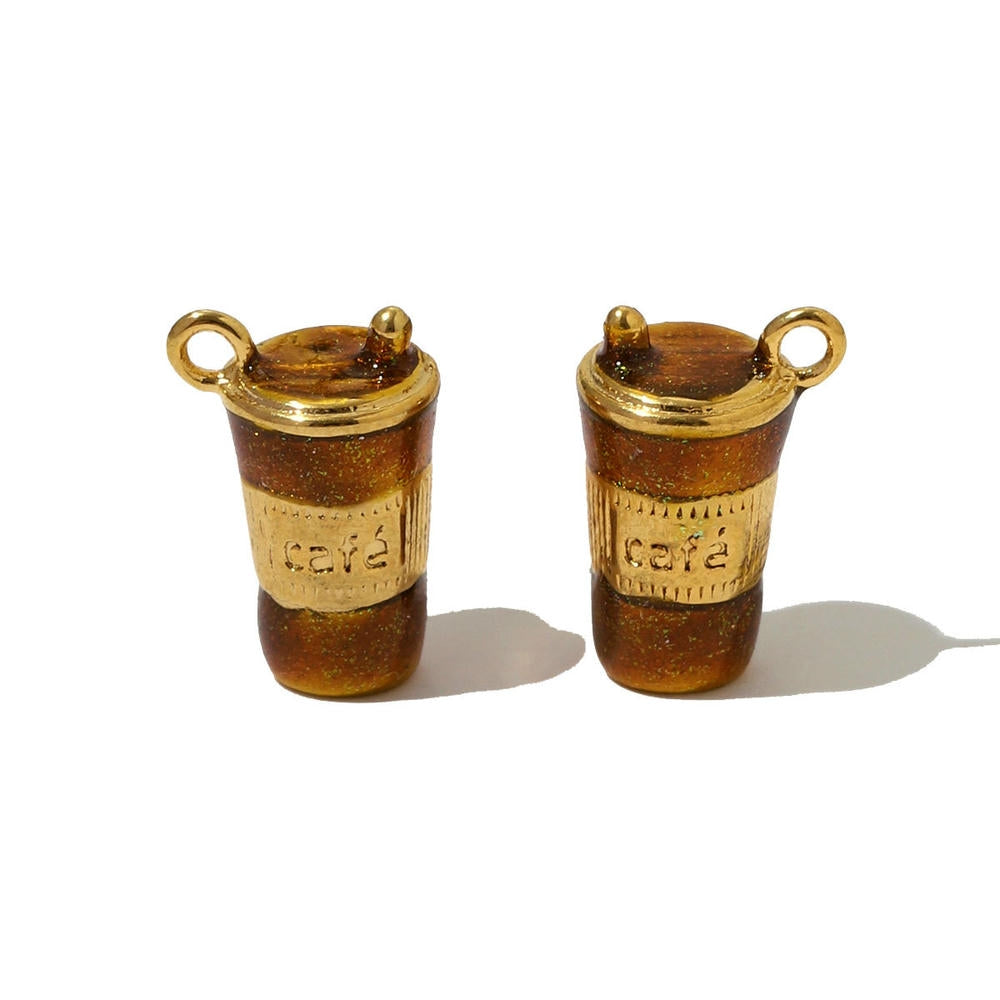 3D Coffee Cup Pendant | Large Butterfly Steel Charm