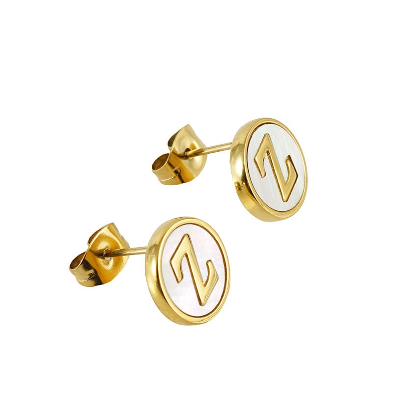 Round Initial Hoop Earring