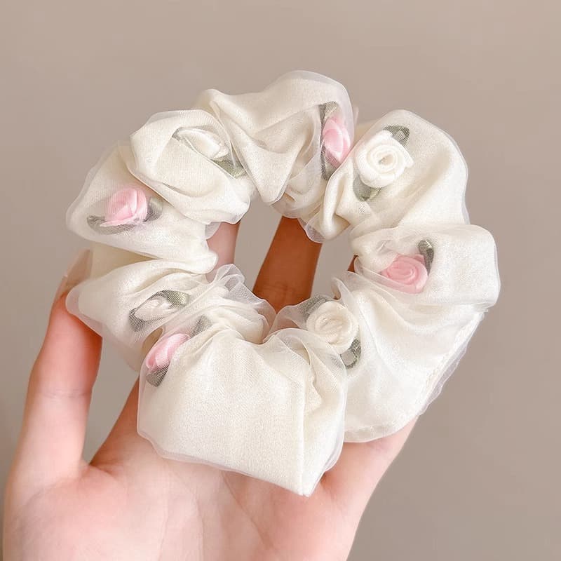 Romantic White Small Flower Hair Tie JLL128