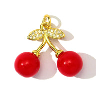 Cherry Grape Pendant | Zircon Inlay Enamel Fruit Drop Charm