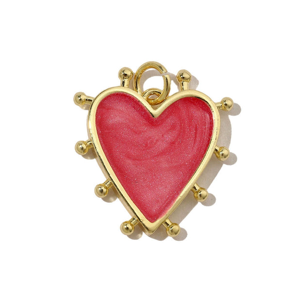 Modern Dice Love Pendant | Enamel Poker Heart Charm