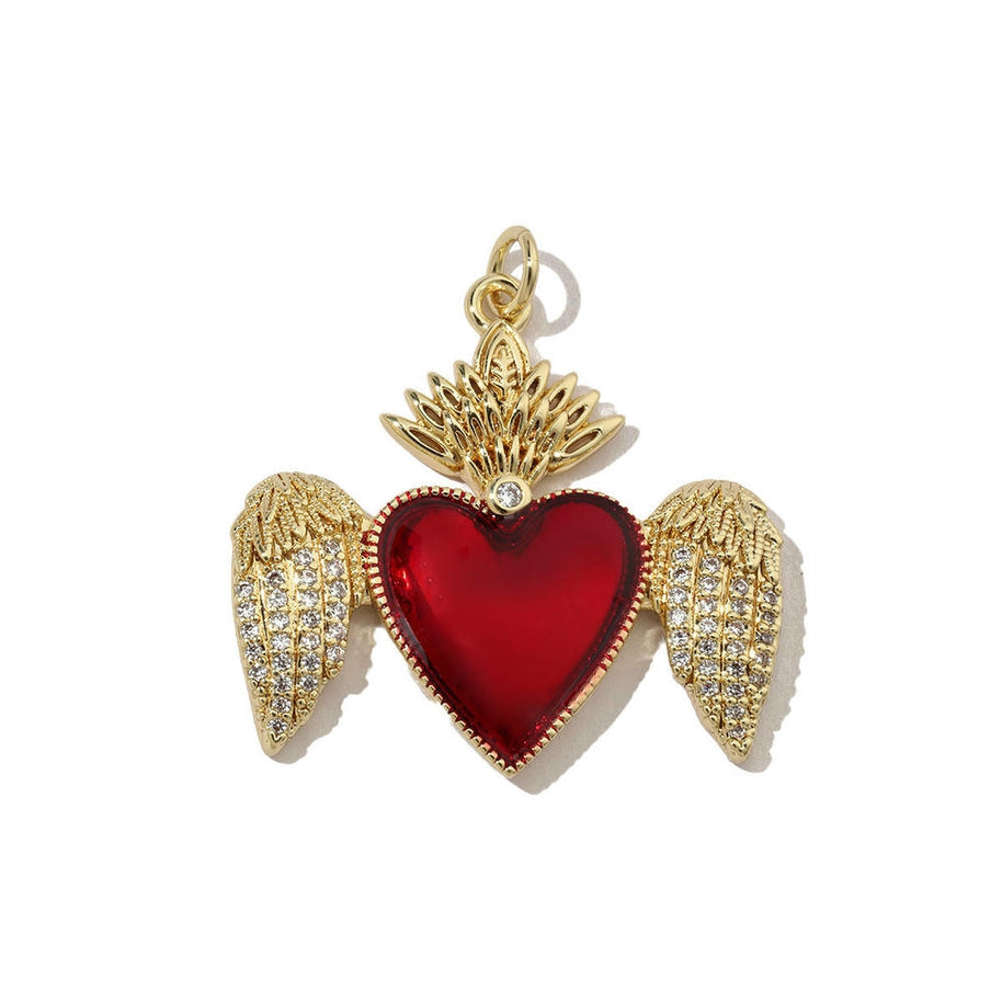 3D Heart Pendant | Enamel Zircon Love Charm Holiday Gifts