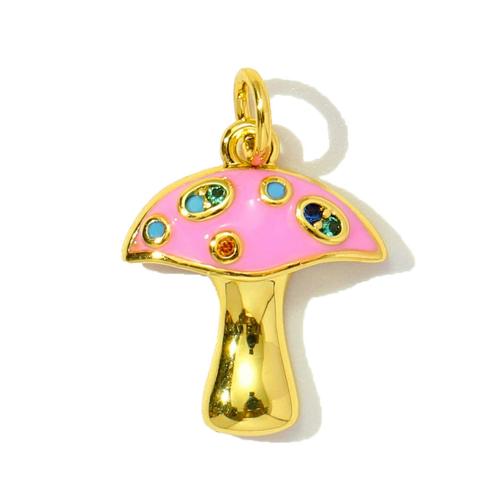 Fantasy Planet Cat Pendant | Enamel Rainbow Mushroom Charm