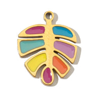 Peach Leaf Pendant | Casual Chic Enamel Fruit Steel Charm