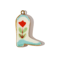 Ceramic Boot Pendant | Unique Texture Four Leaf Clover Charm