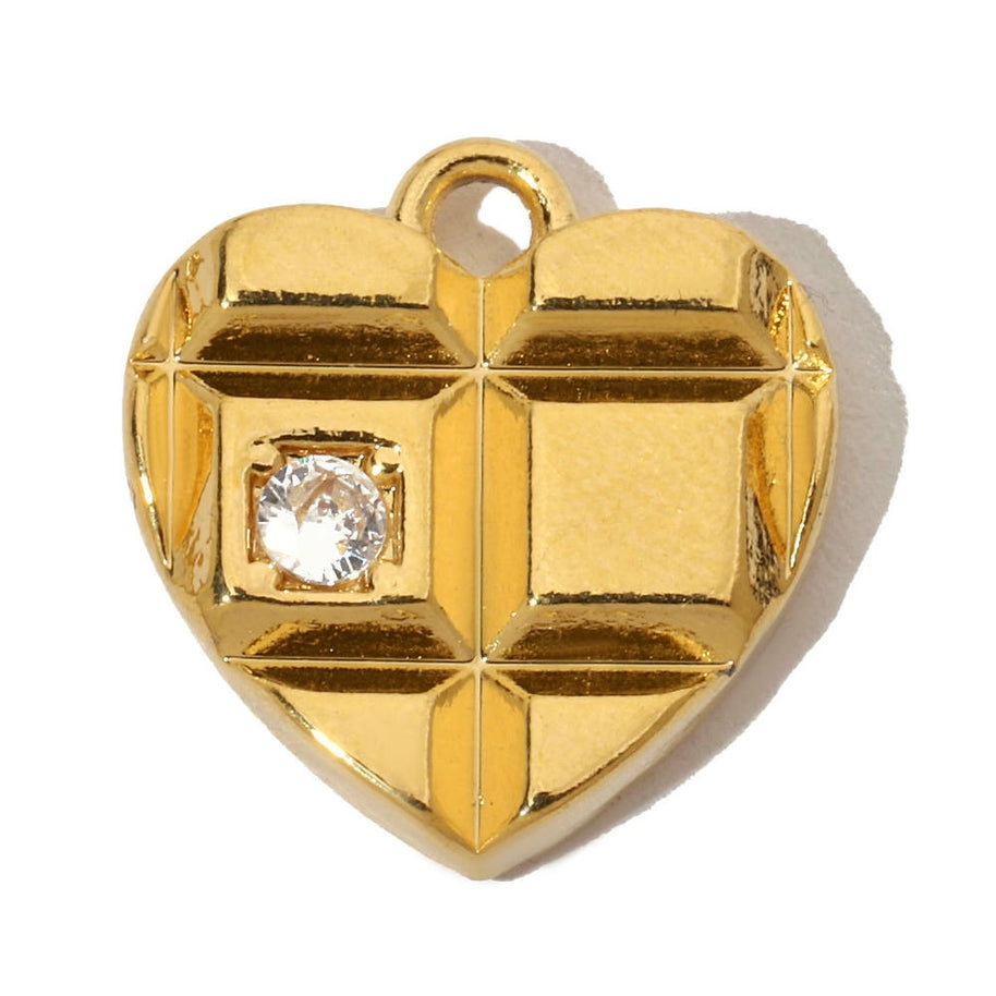 Heart Pendant | Rhinestones French Vintage Steel Charm
