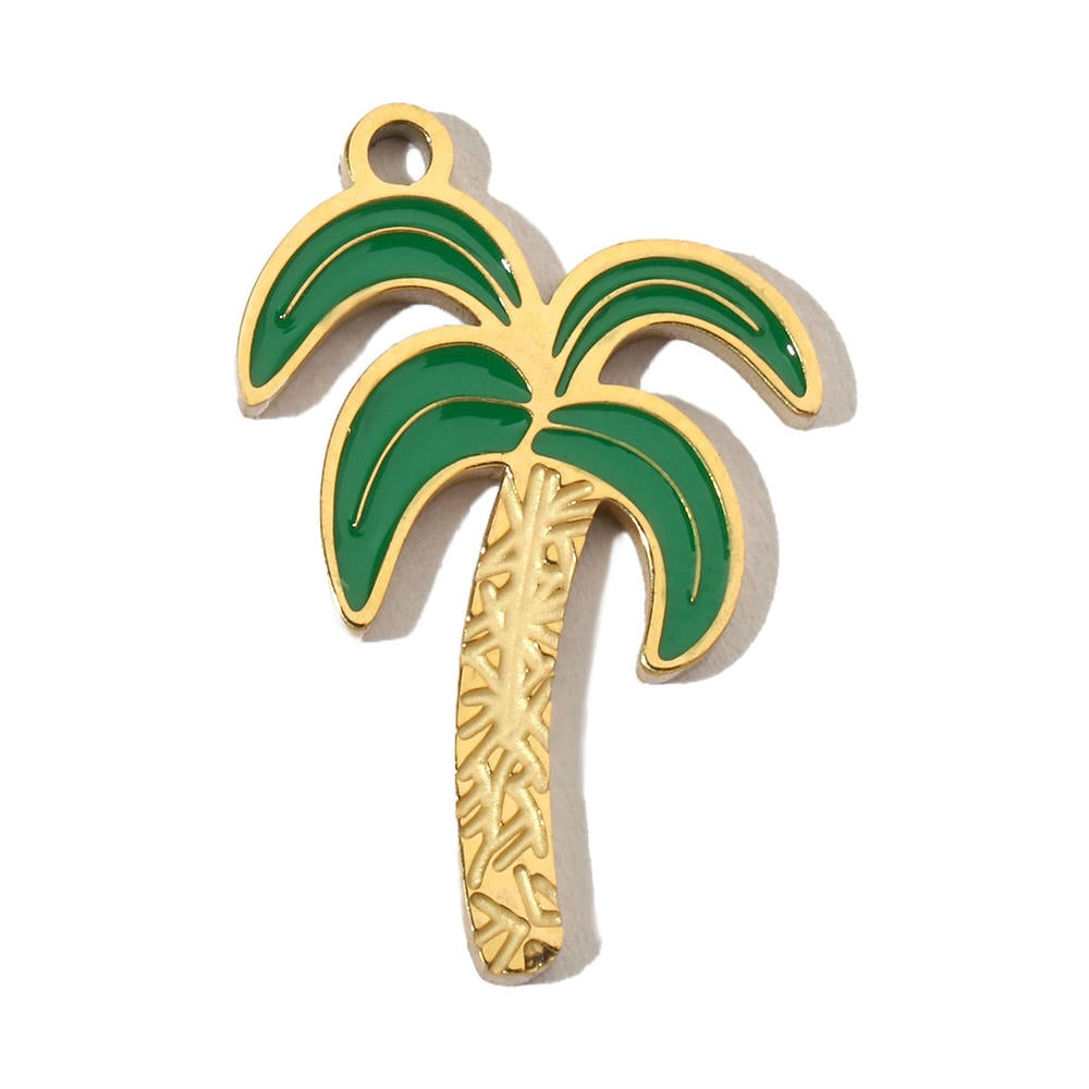 Peach Leaf Pendant | Casual Chic Enamel Fruit Steel Charm