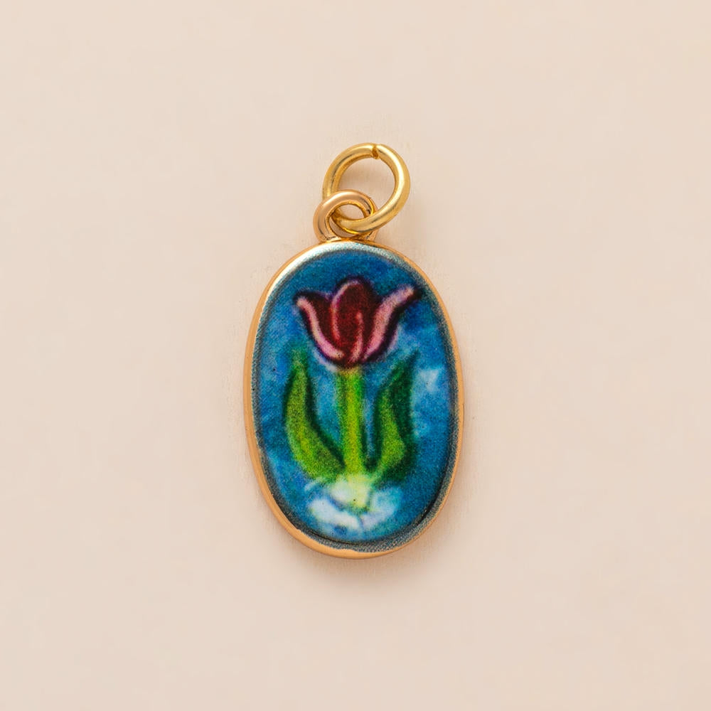 Colorful Pumpkin Bird Enamel Pendant 18K Gold Plated Women