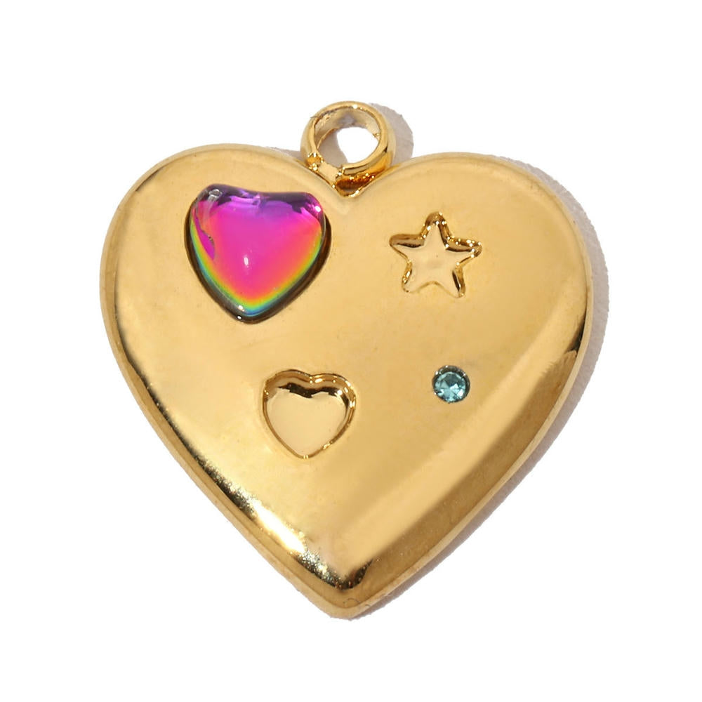 Heart Pendant | Rhinestones French Vintage Steel Charm