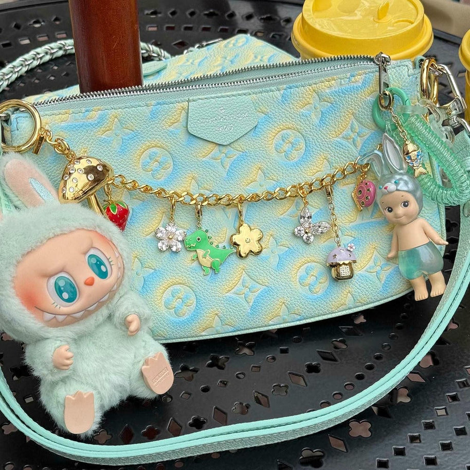Stainless Steel Cherry Blossom flower Bag Charm Accessories