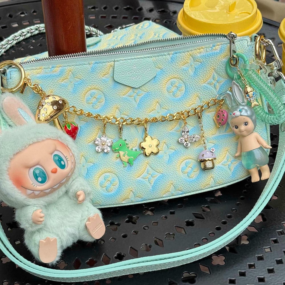 Stainless Steel Cherry Blossom flower Bag Charm Accessories