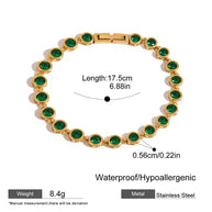 Round Green Cubic Zirconia Bracelet JXB0112063-GN