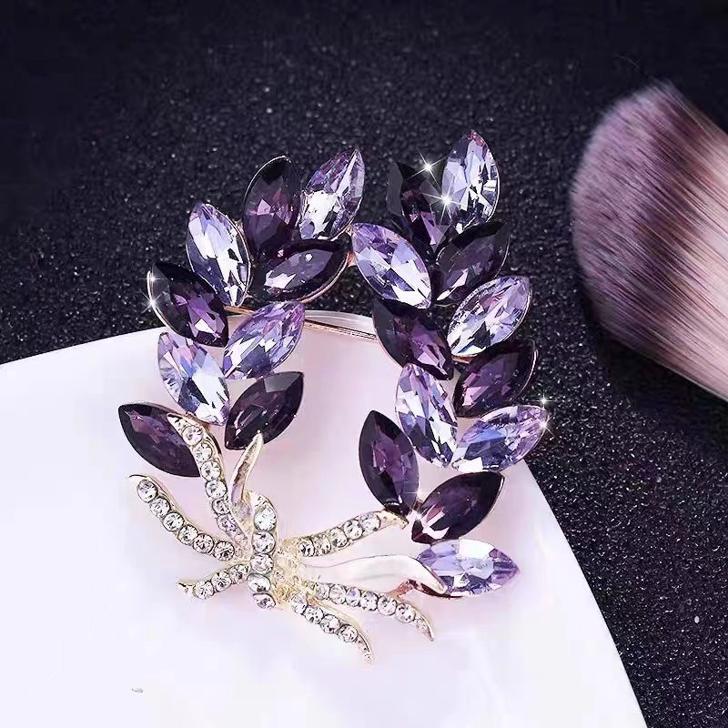 Purple Flower Brooch | Crystal Rhinestone Pin | Luxury