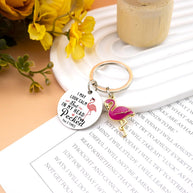 Flamingo Keychain | Enamel Round | Christmas Gift