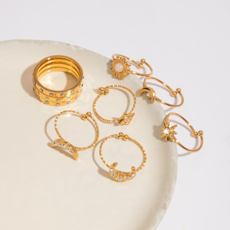 Moon And Star Stacking Ring