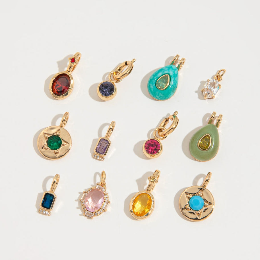 Adjustable Chain 12 Birthstones Pendant 18K Gold JX010405GK