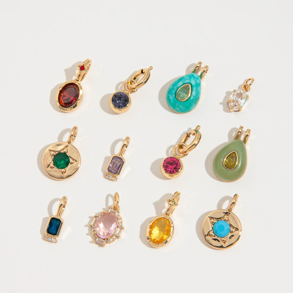 Adjustable Chain 12 Birthstones Pendant 18K Gold JX010405GK