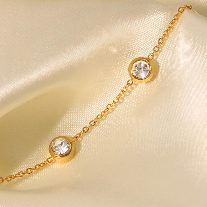 White Zircon Bracelet Gold Plated