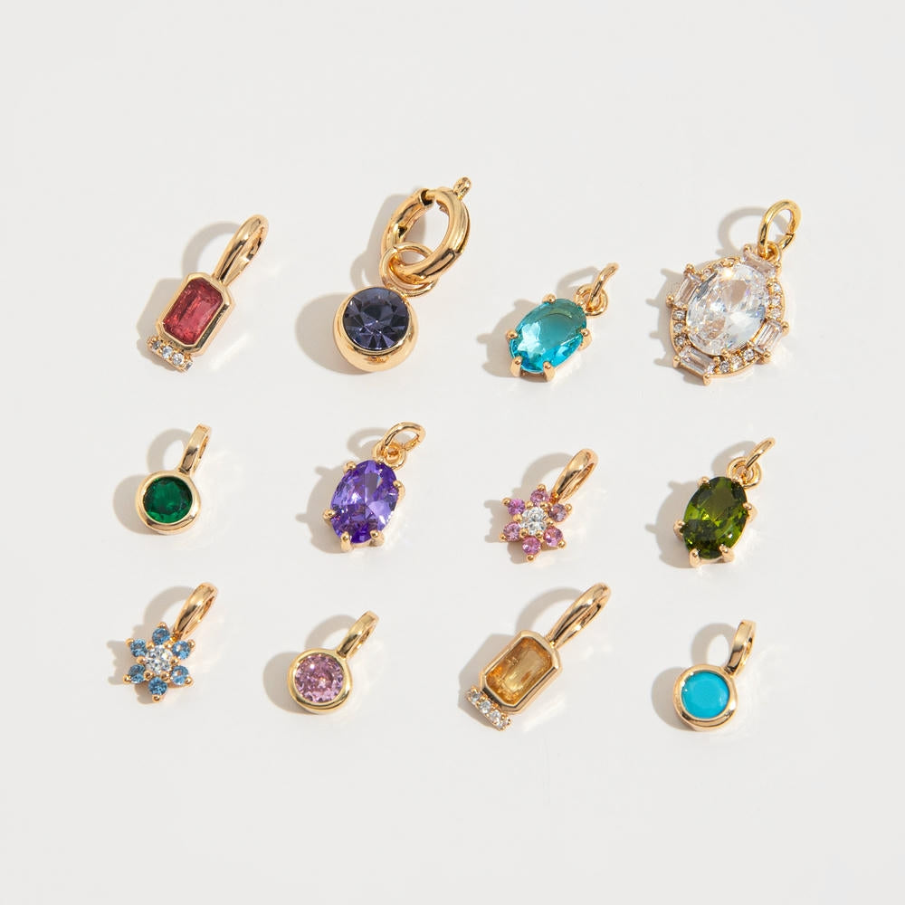 Stainless Steel Adjustable Charm 12 Birthstones Pendant