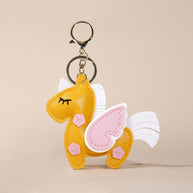 Rainbow Unicorn Keychain | Leather Bag Charm Gift for Her