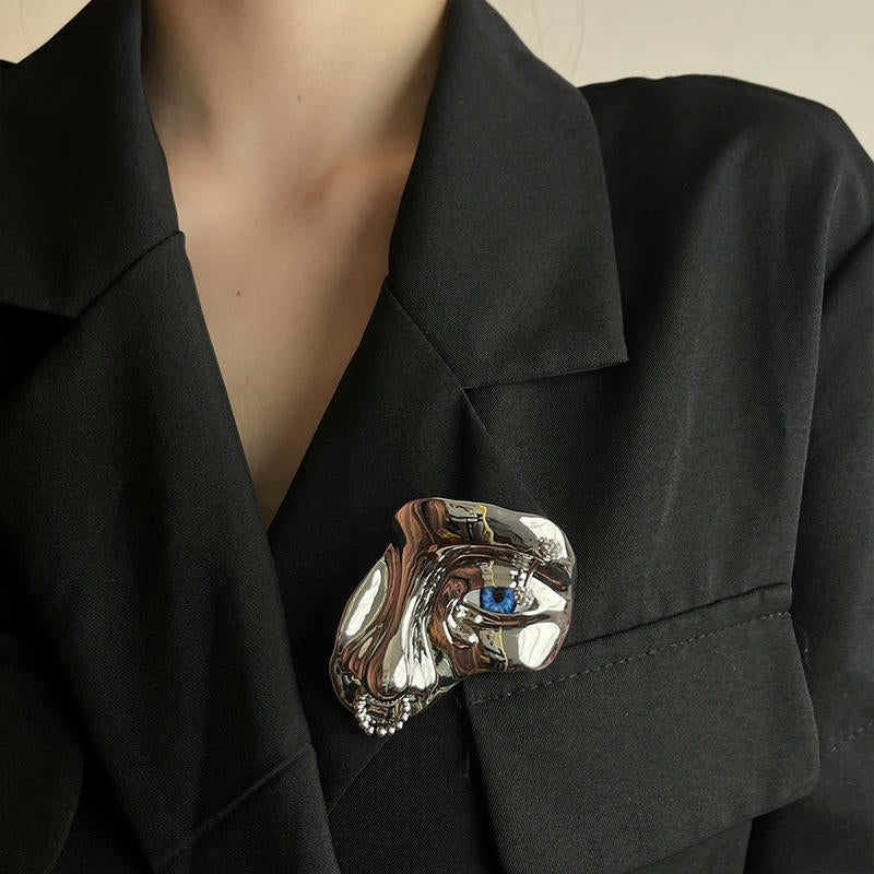 Nose Ring Mask Brooch | Half-Face Dramatic Lapel Pin