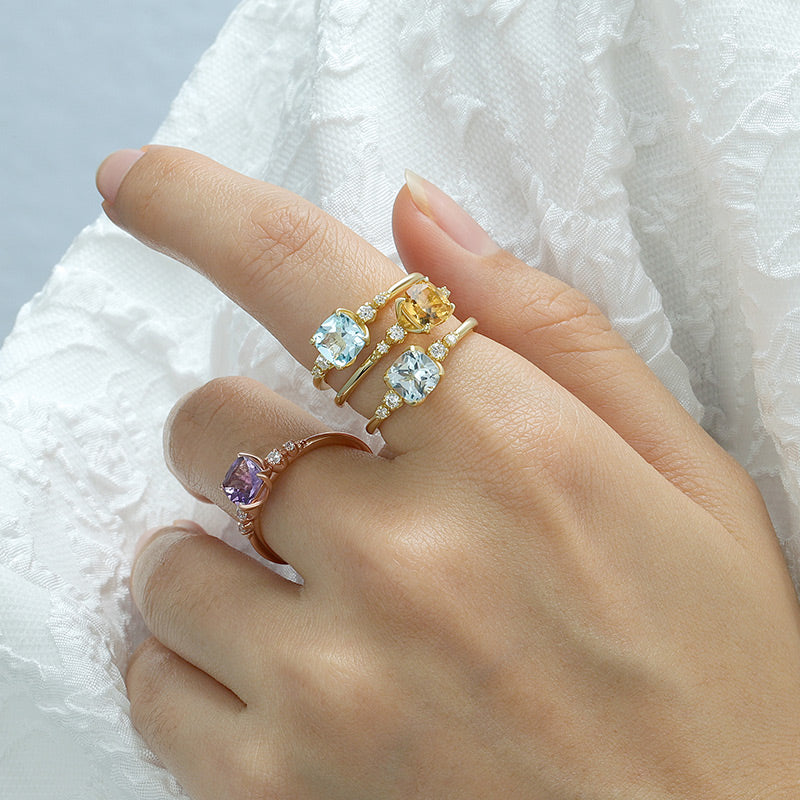 Citrine Cushion Ring