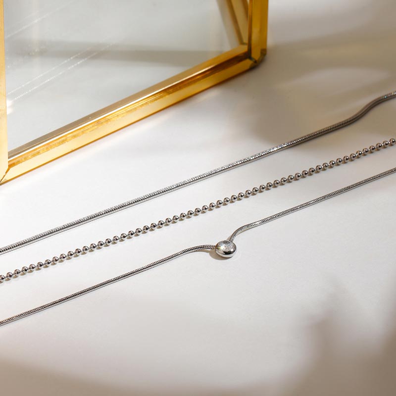 Stainless Steel Multi Strand Chain Necklace