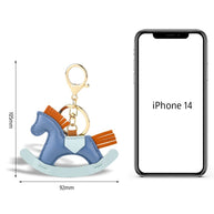 Cartoon Rocking Horse Charm | Lovely Leather Keychain Decor