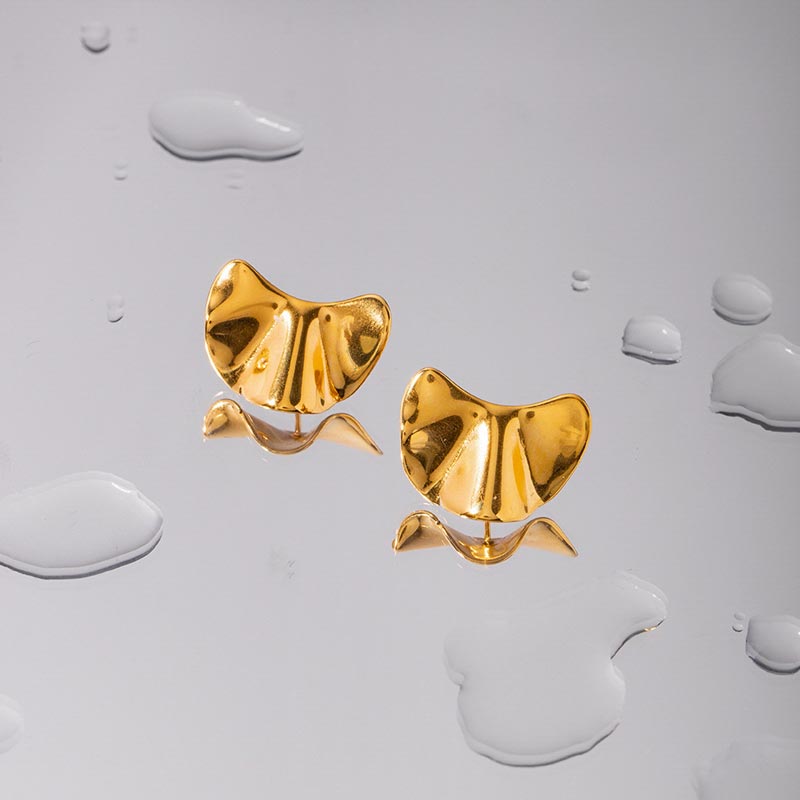 Textured Bean Stud Earring