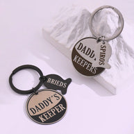 Dad Keychain | Fish Round Pendant | Titanium Steel Gift