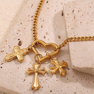 Niche Design Cross Pendant Steel 18K Gold Plated Women